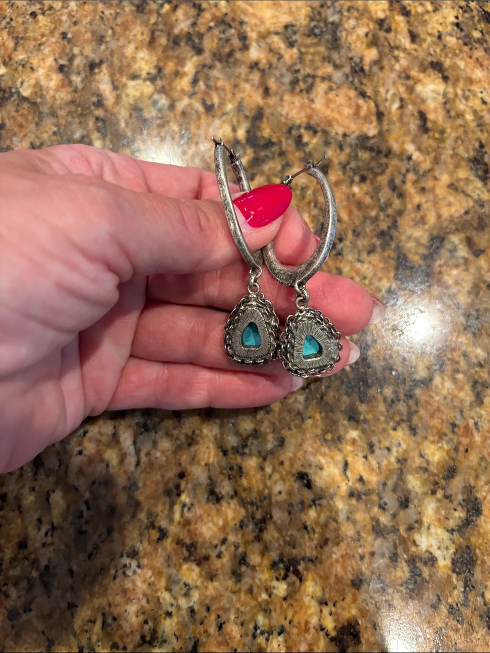 Turquoise Stone Silver-Tone Bracelet & 4 sets earrings Lucky Brand - Picture 5 of 10